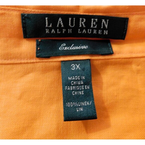Ralph Lauren Exclusive Shirt 3X Orange Adj Long Sleeve Gold Buttons Pockets - Picture 8 of 8